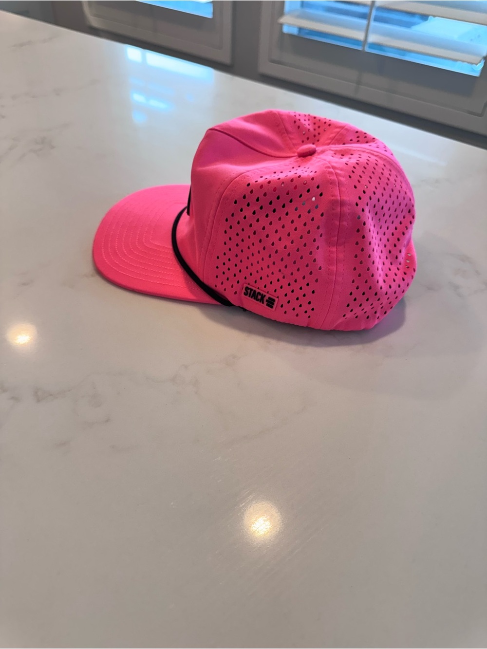 Stack Neon Pink Performance Snapback Hat Laser Cut Ventilation View 4